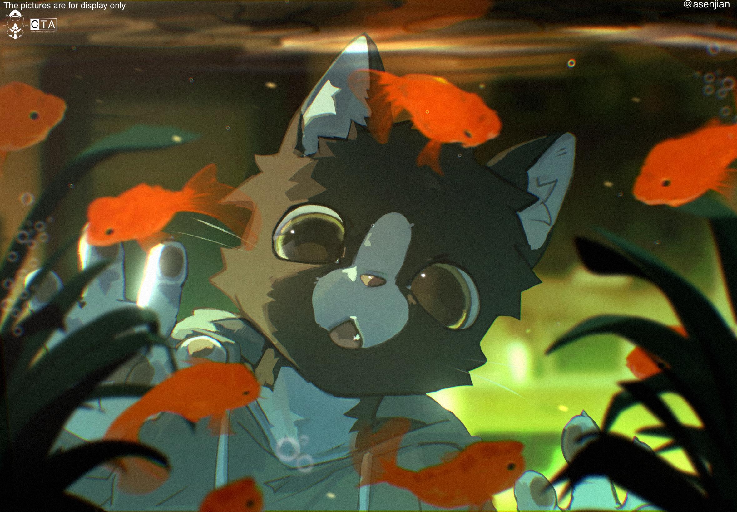 🐟。#画画 #兽设 #furry #插画 #奶牛猫
