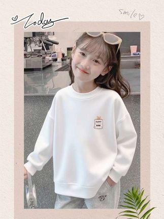 新款中大童洋气女孩加绒卡通长袖上衣#女童秋冬卫衣#高品质童装#女童穿搭#女童加绒上衣#中大童搭配