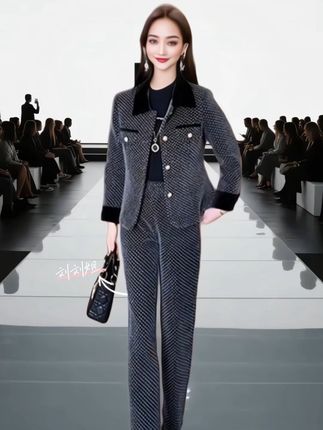 #加棉加厚时尚套装女2025年冬季新款洋气显瘦休闲外套阔腿裤两件套#时尚潮流穿搭 #谁穿谁好看不分年龄段 #谁穿谁美