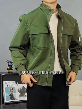 今天试的这件军绿色夹克 大家觉得怎么样 #男士外套 #夹克外套 #ootd穿搭 #硬汉穿搭 #底特律夹克