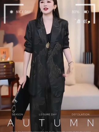 高级感轻奢洋气裤套装女2025秋季新款通勤百搭西装领外套+阔腿裤#高级感穿搭 #潮流时尚穿搭 #时尚气质穿搭 #气质女神范儿 #套装