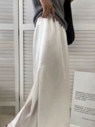 【运险+侧开叉+松紧腰】夏季半身裙女显瘦中长款A字裙醋酸双层#显瘦半身裙 #时尚半身裙 #百搭半身裙