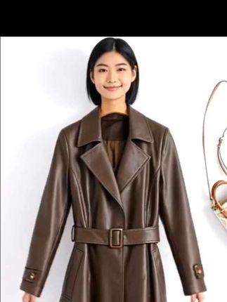 海宁真皮皮衣气质皮衣女中长款韩版修身大码衣外套2025秋装新款 #美出高级感#谁穿谁好看#精致女人必备