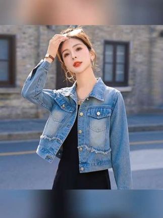 美式复古牛仔外套女短款2025春秋季新款小个子减龄洋气设计感上衣#牛仔穿搭 #牛仔外套穿搭 #时尚穿搭