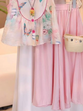 女童夏季国风新中式套装2025新款女孩夏装无袖背心古风汉服两件套#夏季穿搭 #童装穿搭 #夏季清凉 #儿童衣服 #夏季清凉