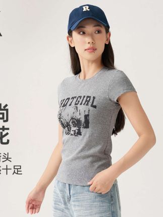 美式复古短袖显瘦女t恤女款2025新款爆款运动上衣女生健身服3285#短袖t恤 #休闲减龄穿搭 #出游穿搭 #百搭上衣 #穿出自己的风格