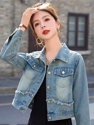 #春秋季新款 设计感上衣美式短款复古 #牛仔外套 #时尚百搭 #超便宜超划算