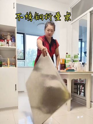 加厚不锈钢折叠桌家用饭桌租房饭店餐桌户外摆摊桌夜市烧烤桌耐用@抖音电商