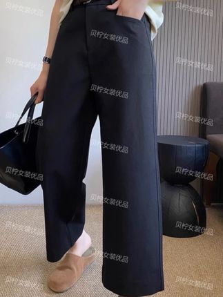 咖色休闲裤女2025秋季新款高腰显瘦宽松直筒抗皱小个子九分阔腿裤#面料柔软舒适 #简约大气 #显高显瘦 #穿出大长腿 #梨形身材穿搭