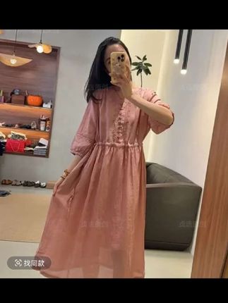 D180-宽松气质法式V领韩版连衣裙田园风夏季#无限回购的宝藏单品