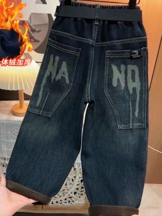 男童直筒牛仔裤一体绒2025秋冬季新款童装中大童男孩宽松百搭裤子#牛仔裤 #百搭裤子 #高品质童装 #秋冬穿搭 #时尚穿搭