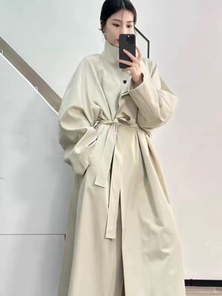 高个子秋季纯色秋季法式中长款春秋风衣宽松休闲风薄款风衣套装女#穿搭穿搭 #懒人必备 #高级感穿搭 #穿搭搭配 #风衣穿搭