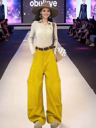 #美式复古穿搭 #纯色裤子 #工装裤 #遮胯显瘦 #显高显瘦显腿长