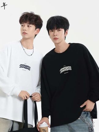 2025年青少年纯色长袖打底衫春秋棉质学生简约帅气8975#青少年穿搭 #纯色简约 #长袖打底衫推荐