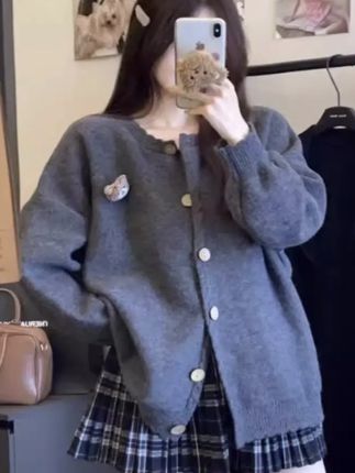 甜美温柔风毛衣开衫女装宽松针织 #毛衣 #开衫 #外套 #休闲女装 #秋冬穿搭