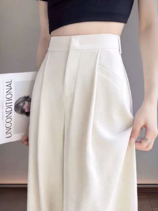 窄版冰丝阔腿裤#显高显瘦显腿长 #高级感穿搭 #遮肉显瘦穿搭