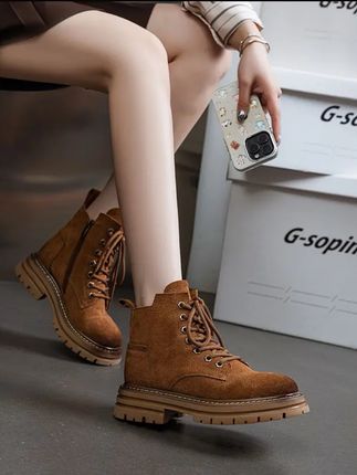 #真皮马丁靴#女大黄靴#夏季薄款复古百搭磨砂短靴#厚底女款工装靴#好穿又好搭