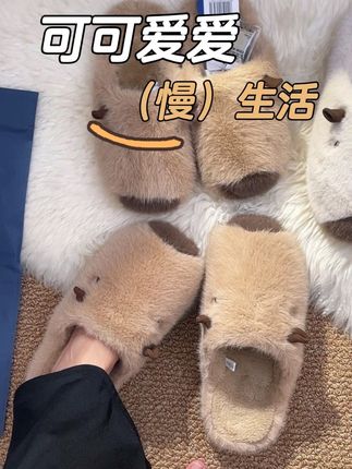 卡皮巴拉拖鞋…也太可爱了吧 #远港艾草拖鞋 #哎哟喂你的鞋子真好看 #软底软面穿上超舒服 #保暖又好看 #冬季新款