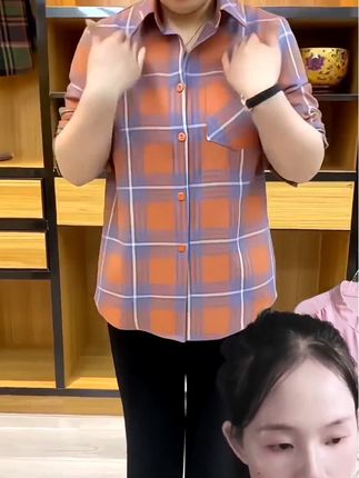 秋冬款格子妈妈装外套 #气质优雅穿搭 #源头实力厂家 #妈妈装 #格子衬衫 #格子外套妈妈装