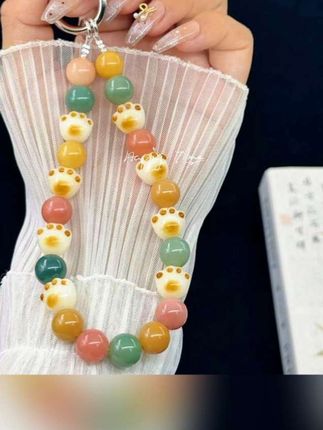 彩色菩提猫爪手机挂绳手机链挂件可爱斜挎链女款手腕绳挂饰防丢