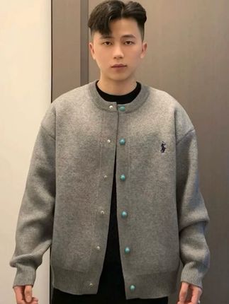 美式复古针织开衫外套高级感秋季成熟稳重男装小马标刺绣老钱夹克#只做高品质 #今日分享 #爱了爱了 #男生穿搭日记 #型男穿搭
