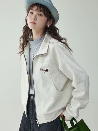 小狗刺绣外套女双拉链卫衣2025秋季新款立领开衫休闲百搭长袖上衣#今日穿搭 #女装 #慵懒风穿搭 #外套穿搭 #韩系穿搭
