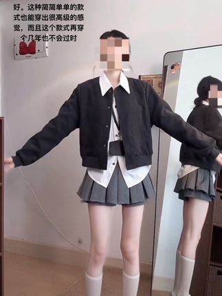 复古拼接百搭短款夹克外套女秋季高级感宽松休闲棒球服上衣潮ins#秋冬新款 #女装 #棒球服外套