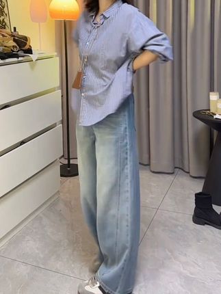 #牛仔裤 #极简主义 #阔腿裤穿搭