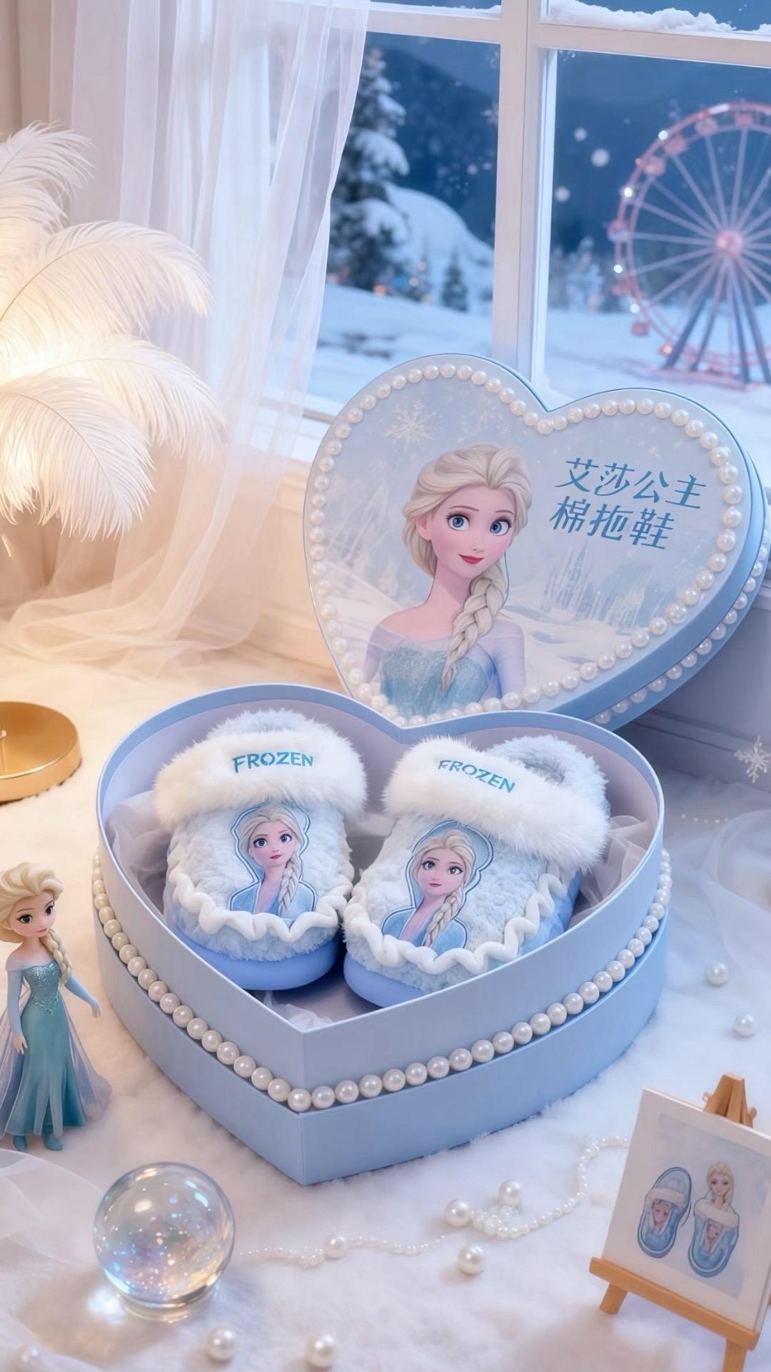 艾莎本莎,每个女孩都有一个艾莎梦,温暖从脚开始#艾莎 #保暖又好看#宝宝棉拖鞋#生女儿就是用来打扮的#卡通拖鞋了@抖加上热