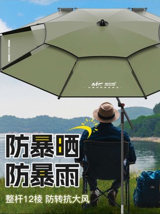 佳钓尼机械臂拐杖伞新款户外雨伞防暴雨黑胶防晒遮阳伞钓鱼伞#钓鱼伞 #钓伞 #拐杖伞 #户外钓鱼 #钓鱼装备
