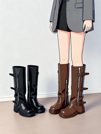 复古裤管靴女2025秋冬新款厚底高筒骑士靴子大筒围显瘦堆堆长筒靴#辣妹穿搭 #女鞋推荐 #宝藏鞋子 #通勤搭配 #美鞋控