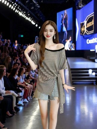斜领大码条纹短袖#大码女装 #短袖t恤 #穿出自信穿出美丽 #显瘦穿搭 #谁穿谁更好看