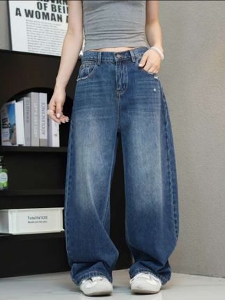 秋款阔腿裤弯刀裤拖地裤高腰显瘦66035百搭软牛仔裤女宽松女大码#梨形身材穿搭 #显高显瘦显腿长 #牛仔裤 #遮肉显瘦不挑身材 #谁穿谁好看不分年龄段