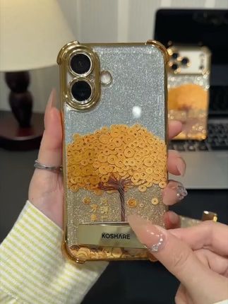 金色发财树适用苹果17华为vivo/oppo小米iPhone16电镀防摔手机壳#爱了爱了 #高端大气 #强烈推荐 #创意手机壳 #超美