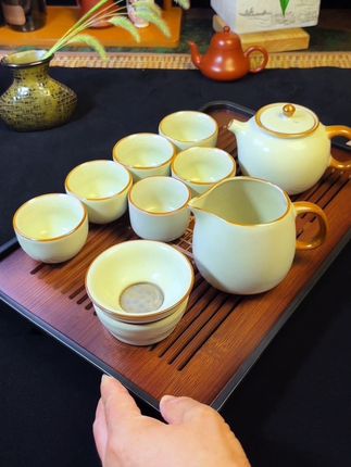 汝窑陶瓷功夫茶具套装#汝窑茶具#茶具套装#茶壶#茶器之美#功夫茶具