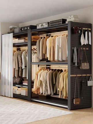 货架衣柜家用卧室出租房落地式简易衣帽架洞洞板金属钢制落地衣架#货架衣柜 #货架衣柜家用 #简易衣柜 #开放式衣柜 #洞洞板衣柜 @DOU+上热门