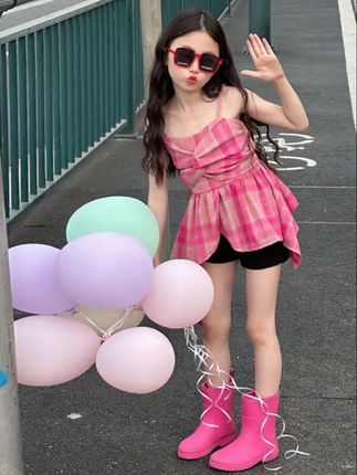 #童装 #吊带背心套装#多巴胺女孩穿搭 #洋气套装#时尚套装@DOU+小助手