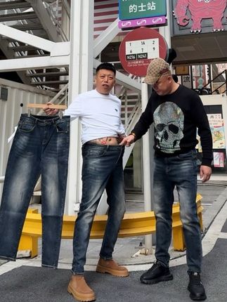 秋冬新款男士高品质蓝灰色复古修身牛仔裤 #男士穿搭 #秋冬必备 #男士牛仔裤 #显高显瘦显腿长