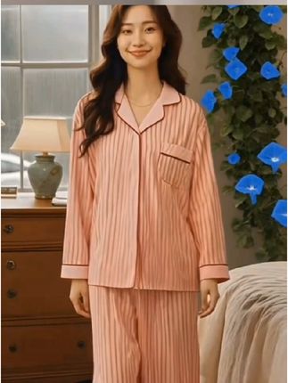 浪莎春秋女式带胸垫睡衣套装:舒适与颜值并存! 浪莎春秋款女长袖开衫睡衣套装,经典条纹撞色显气质,韩版剪裁藏肉显瘦。内置胸垫免穿内衣,晨起活动更自在。柔软面料亲肤透气,春秋单穿、秋冬内搭皆合适。居家外穿无压力,轻松拿捏时尚感,给你全天候的舒适与精致。#浪莎睡衣 #浪莎品牌 #浪莎集团 #浪莎春秋款睡衣
