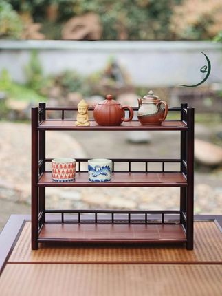 「落苏」桌面茶架手工茶杯架楠竹博古架干泡台茶具新中式 #博古架 #茶具收纳 #茶架 #茶杯架