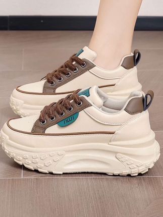 【2025新款增高5cm皮面休闲轻便运动休闲鞋秋季厚底时尚鞋韩版女鞋】#休闲鞋#运动鞋#百搭鞋子