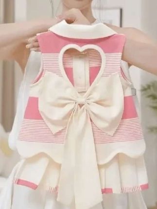 #女童套装#后背蝴蝶结百褶短裙#女宝宝洋气两件套
