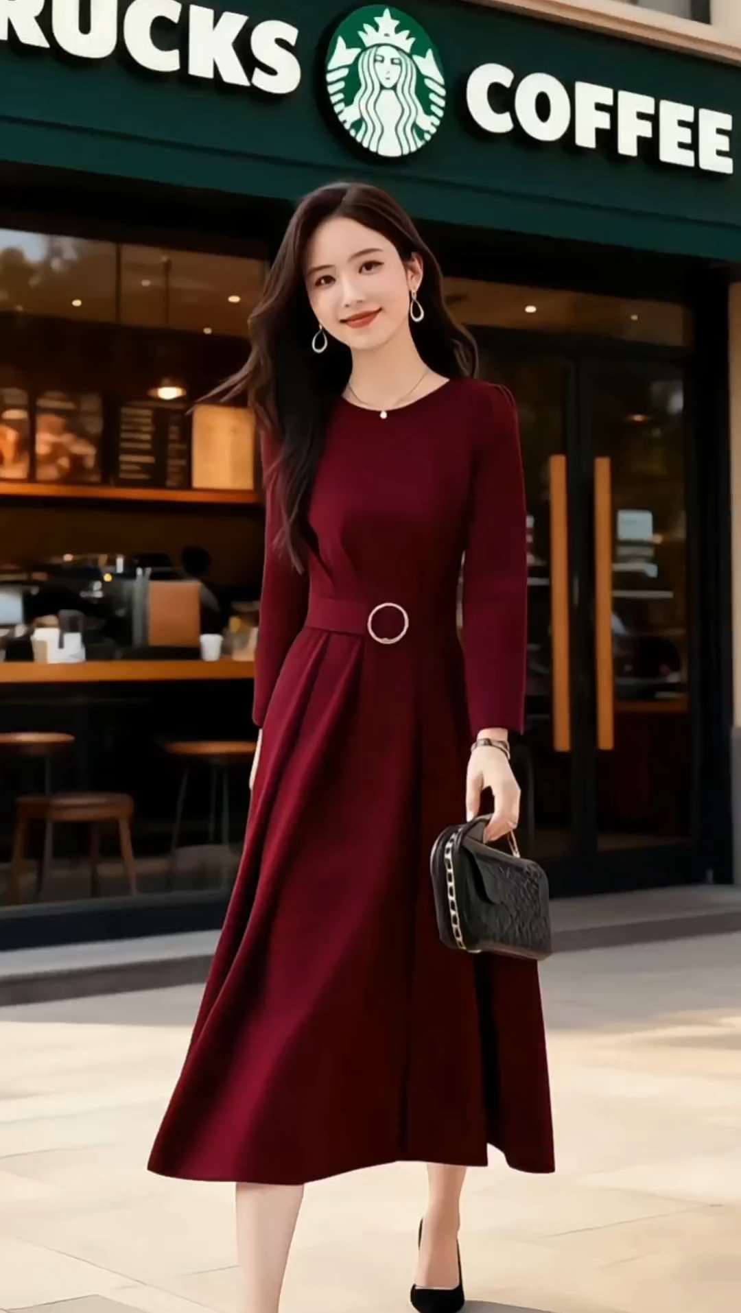早秋通勤长裙。#早秋穿搭 #连衣裙 #时尚穿搭 #女装