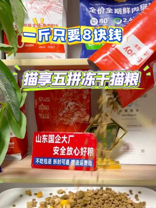 震惊!山东国企猫粮一斤不到8块? 猫享五拼冻干猫粮 品质有保障 #猫粮 #萌宠好物