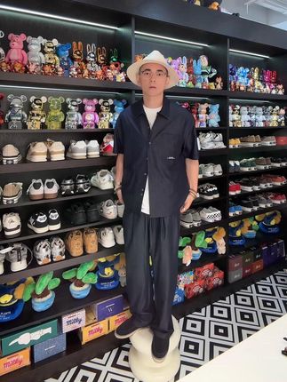 NPC潮牌口袋字母刺绣仿牛仔垂感短袖衬衫长裤男舒适宽松#牛仔套装 #好物推荐🔥 #老钱风 #短袖衬衫#今天穿什么