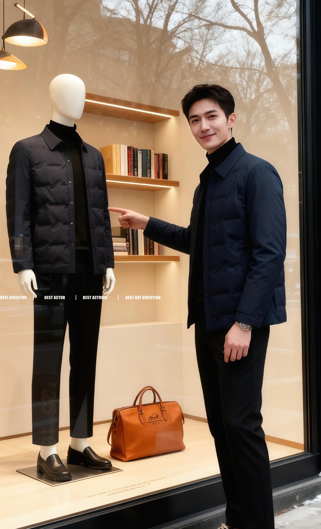 他指尖点向橱窗里的藏青羽绒夹克,雪粒落在肩头。昨天她打电话时,声音带着笑:“这款版型利落,你穿肯定精神。”现在他穿着同款,手插在裤袋里,忽然想拍张照发给她。街灯透过玻璃泛着暖光,他摸出手机,屏幕映出自己带笑的眉眼——像她总说的,“你一认真,眼里就有小星光啦”。#时尚气质穿搭 #外套穿搭 #男士穿搭 #比冬天先来的是暖系流光#黄子韬徐艺洋中式婚服@图文带货帮扶中心 @DOU+上热门 @DOU+小助手 感恩平台