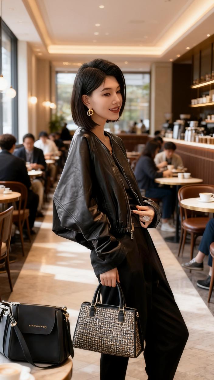 #温馨咖啡厅 美式休闲时尚外套#优雅气质 #春秋穿搭 #时尚气质穿搭 #高端大气