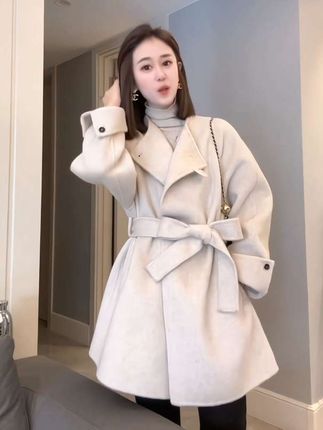 秋冬新款短款双面呢大衣,休闲百搭气质高级毛呢外套#双面呢大衣 #时尚气质穿搭 #洋气百搭 #好看又保暖 #轻奢女装