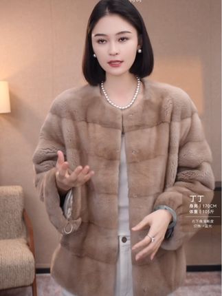 【CHENSMCHEN×JCSO】#进口帕斯条圆领短款水貂皮草外套 #高端品质 #保暖又好看 #秋冬穿搭 #高级感穿搭