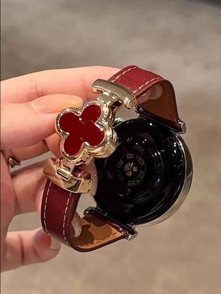 适用华为四叶草磁吸扣皮质手表表带watch3watch4GT2GT4GT5pro轻奢#手表 表带#磁吸扣表带 #皮质表带 #四叶草表带 #适用华为
